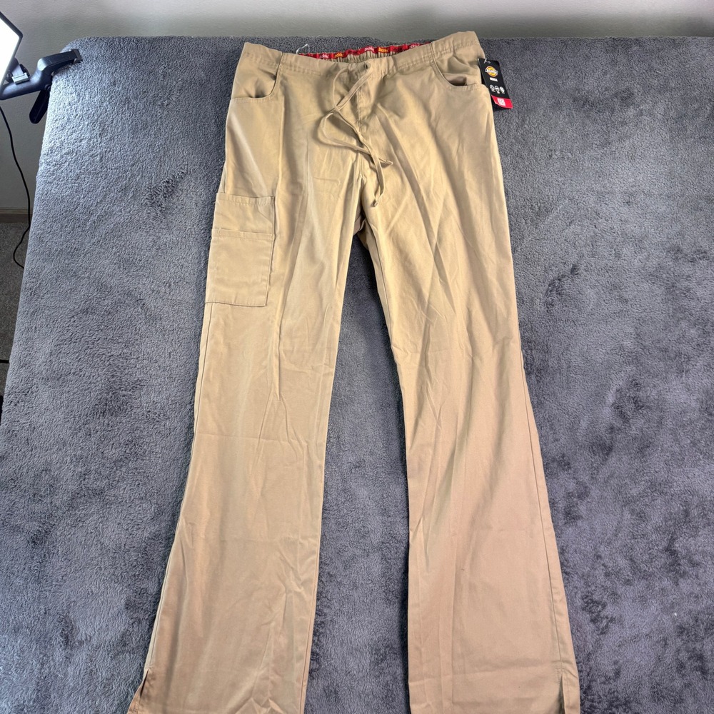 TALL Dickies Medical Scrub Pants Khaki Tan Drawstring Cargo Small 86206T KHIZ - Picture 7 of 10